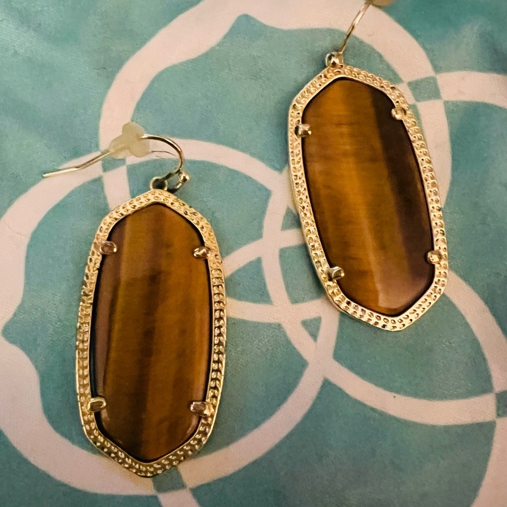 Kendra Scott Gold Tiger Eye Elle Earrings